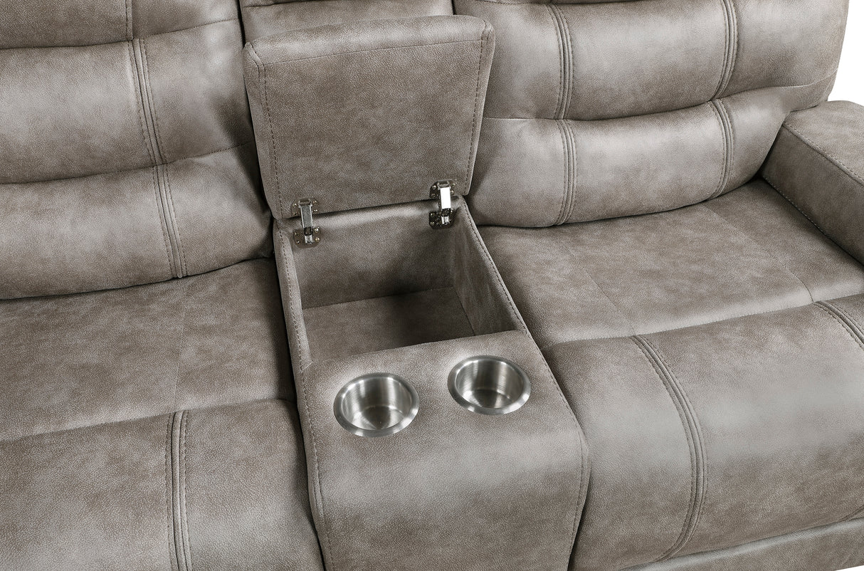 Oberon Grayish Brown Double Reclining Living Room Set from Homelegance - Luna Furniture