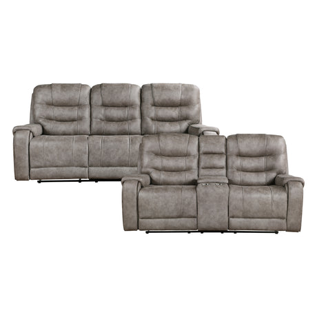 Oberon Grayish Brown Double Reclining Set from Homelegance - Luna Furniture