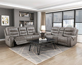 Oberon Grayish Brown Double Reclining Living Room Set from Homelegance - Luna Furniture