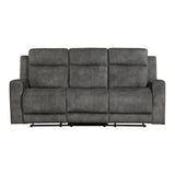 Muncie Brownish Gray Double Reclining Loveseat with Center Console from Homelegance - Luna Furniture