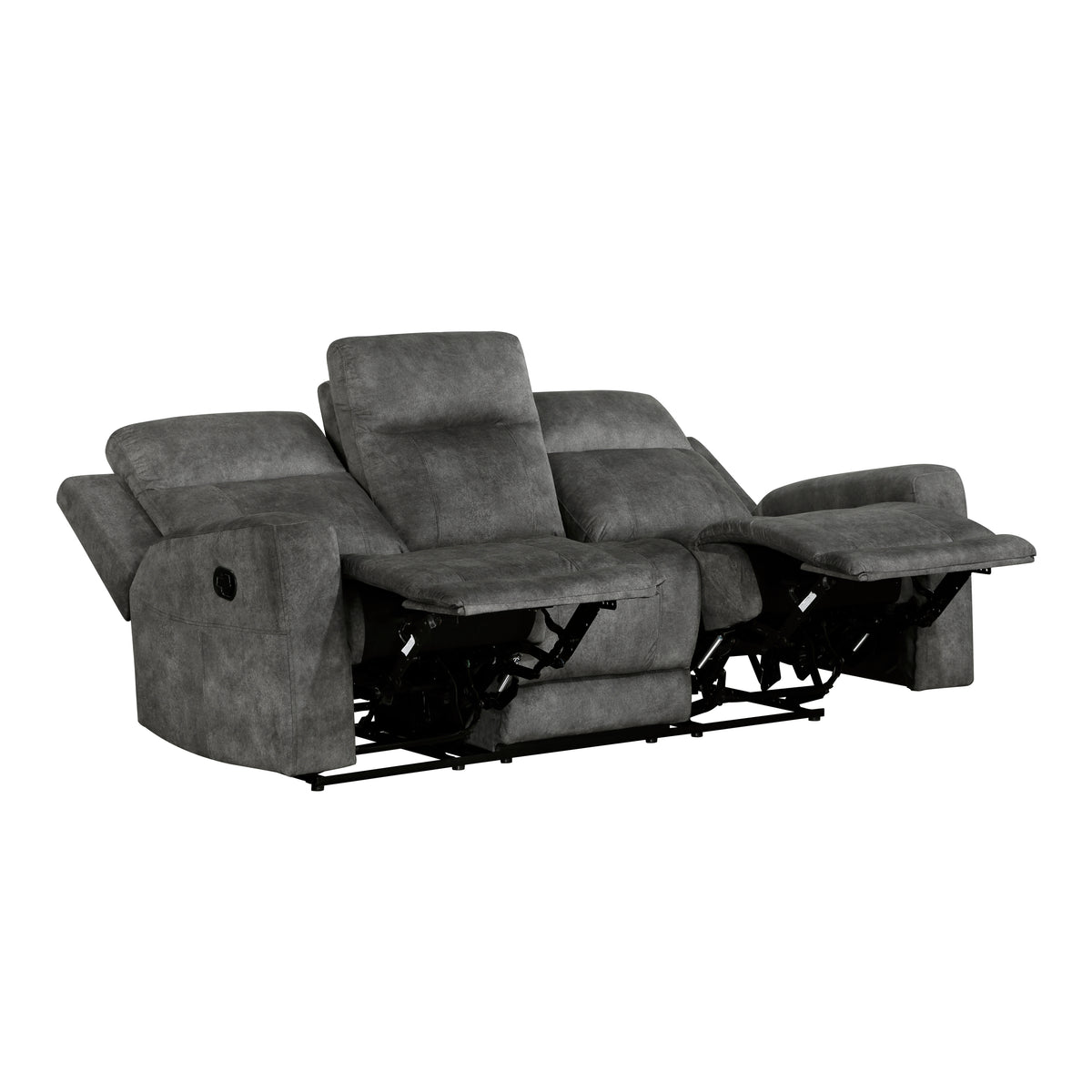 Muncie Brownish Gray Double Reclining Loveseat with Center Console from Homelegance - Luna Furniture
