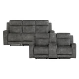Muncie Brownish Gray Double Reclining Loveseat with Center Console from Homelegance - Luna Furniture