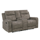 Muncie Brown Double Reclining Loveseat with Center Console from Homelegance - Luna Furniture