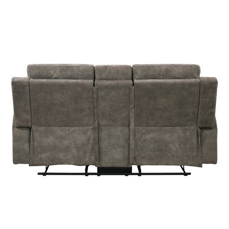 Muncie Brown Double Reclining Loveseat with Center Console from Homelegance - Luna Furniture