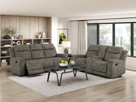 Muncie Brown Double Reclining Loveseat with Center Console from Homelegance - Luna Furniture