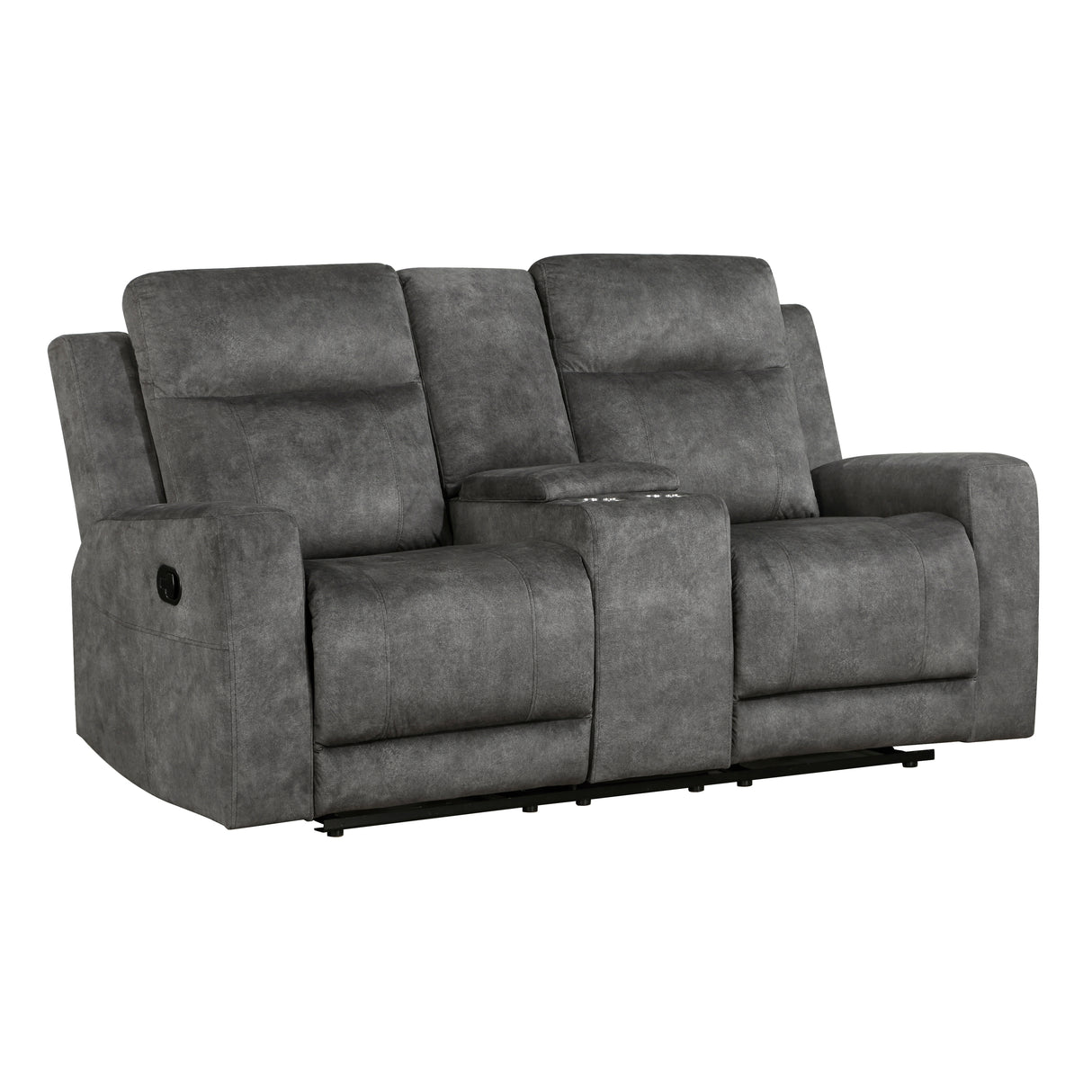 Muncie Brownish Gray Double Reclining Loveseat with Center Console from Homelegance - Luna Furniture