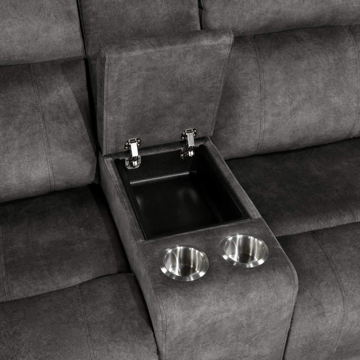 Muncie Brownish Gray Double Reclining Loveseat with Center Console from Homelegance - Luna Furniture