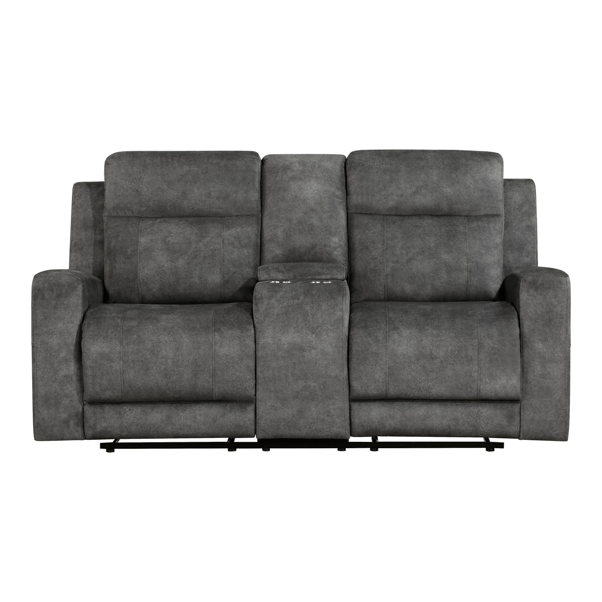 Muncie Brownish Gray Double Reclining Loveseat with Center Console from Homelegance - Luna Furniture