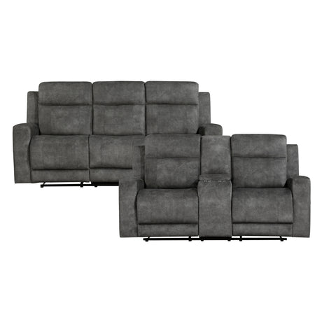 Muncie Brownish Gray 2-Piece Double Reclining from Homelegance - Luna Furniture