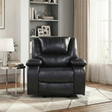 Ellicott Black Genuine Leather Glider Reclining Chair from Homelegance - Luna Furniture