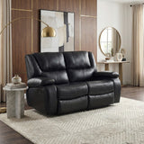 Ellicott Black Genuine Leather Double Reclining Love Seat from Homelegance - Luna Furniture