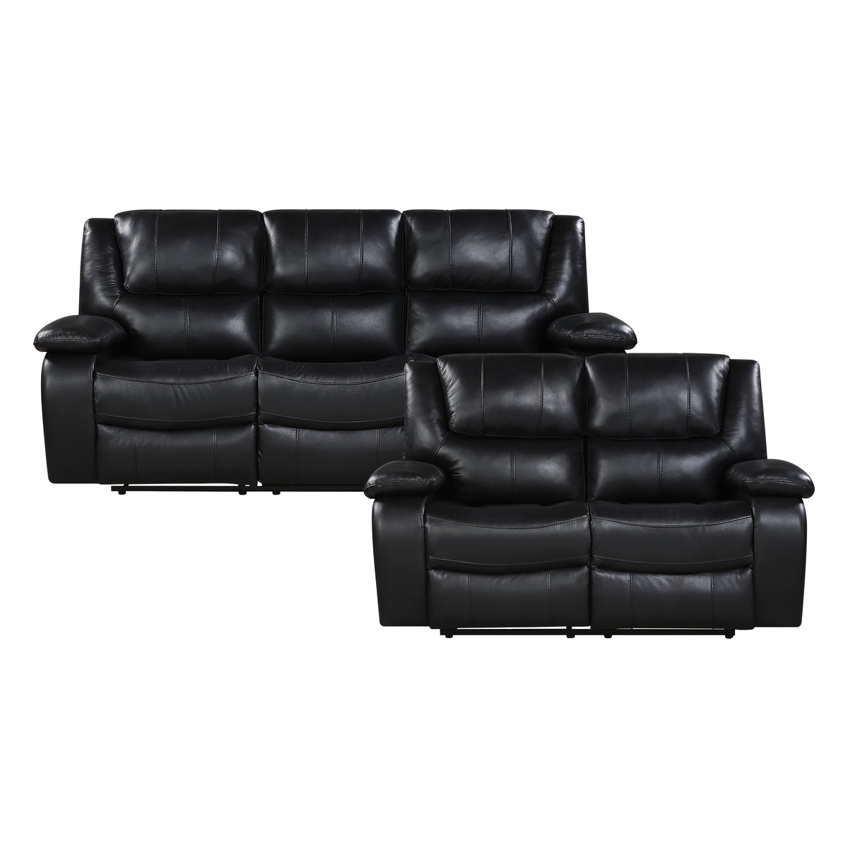 Ellicott Black Genuine Leather Glider Reclining Chair