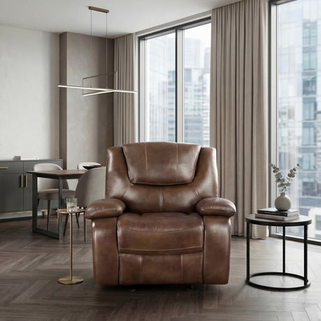 Ellicott Brown Leather Glider Reclining Chair from Homelegance - Luna Furniture