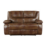 Ellicott Brown Leather Double Reclining Sofa from Homelegance - Luna Furniture