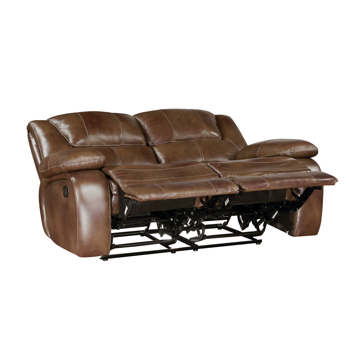Ellicott Brown Leather Double Reclining Sofa from Homelegance - Luna Furniture