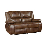 Ellicott Brown Leather Double Reclining Sofa from Homelegance - Luna Furniture