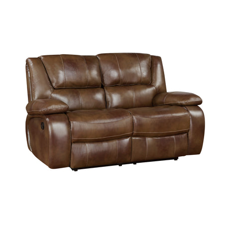 Ellicott Brown Leather Double Reclining Sofa from Homelegance - Luna Furniture