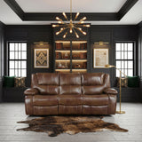 Ellicott Brown Leather Double Reclining Loveseat