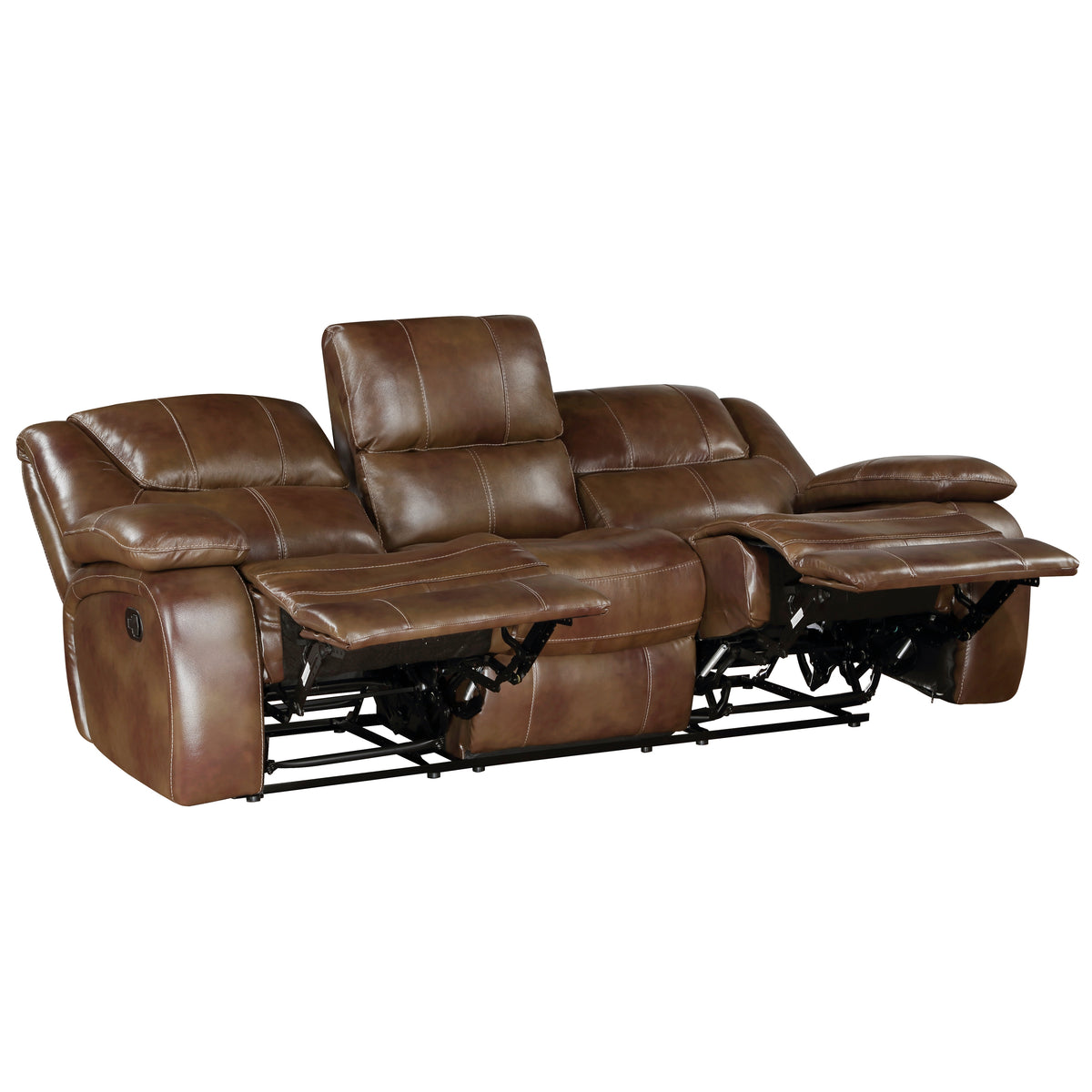 Ellicott Brown Leather Double Reclining Loveseat