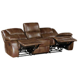 Ellicott Brown Leather Double Reclining Loveseat