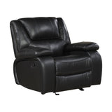 Ellicott Black Genuine Leather Glider Reclining Chair from Homelegance - Luna Furniture