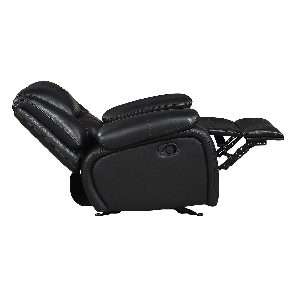 Ellicott Black Genuine Leather Glider Reclining Chair from Homelegance - Luna Furniture