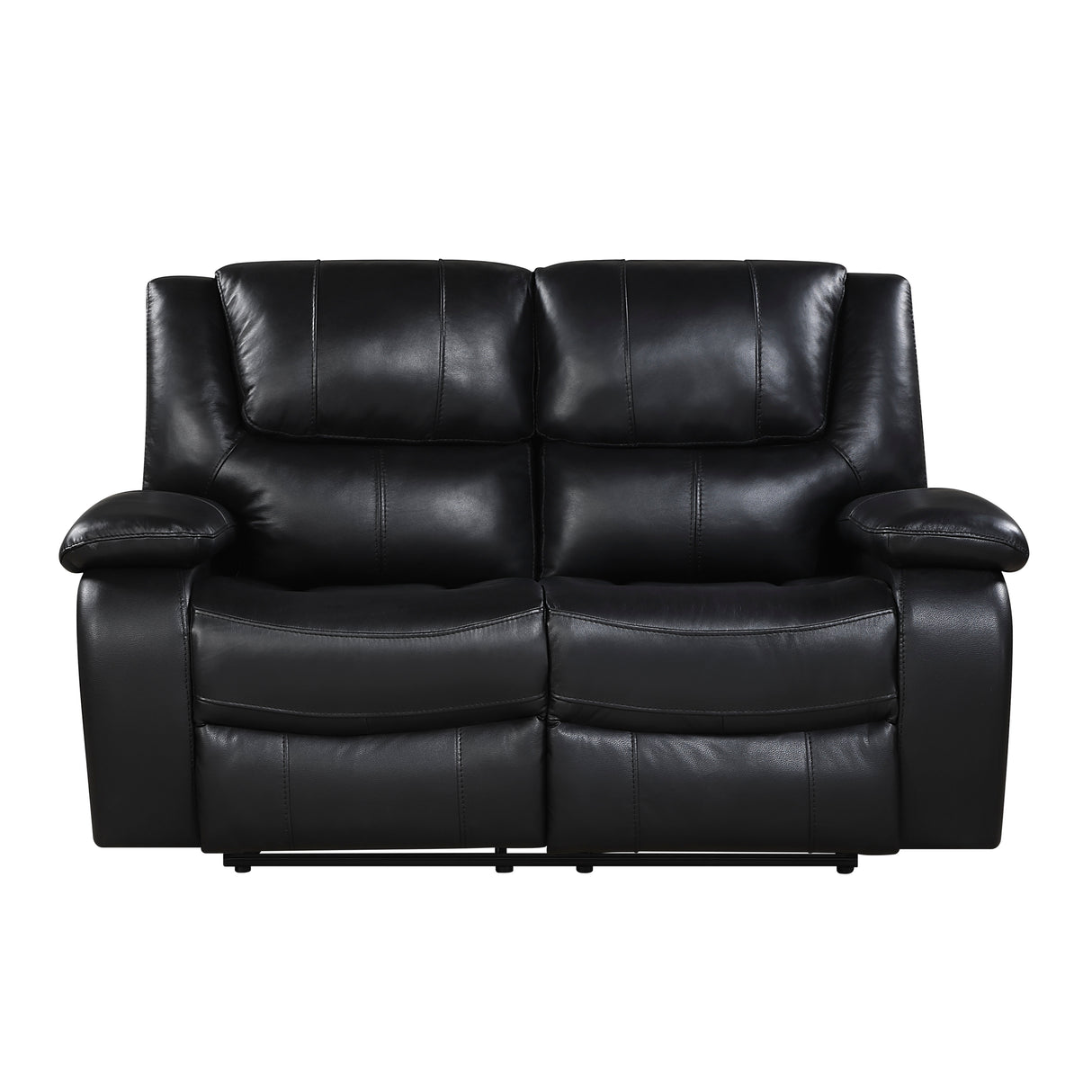 Ellicott Black Genuine Leather Double Reclining Love Seat from Homelegance - Luna Furniture