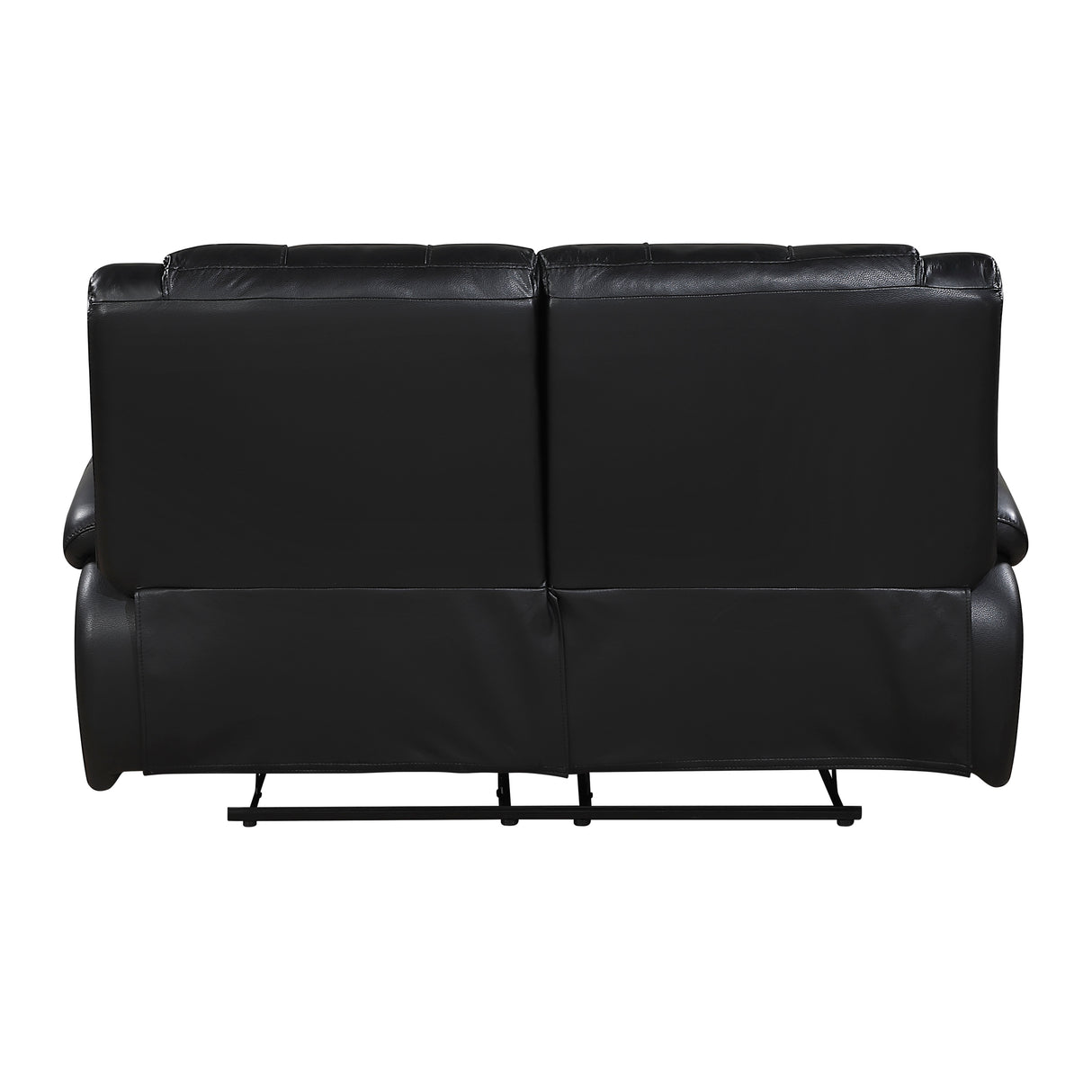 Ellicott Black Genuine Leather Double Reclining Love Seat from Homelegance - Luna Furniture