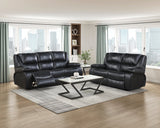Ellicott Black Genuine Leather Double Reclining Love Seat from Homelegance - Luna Furniture