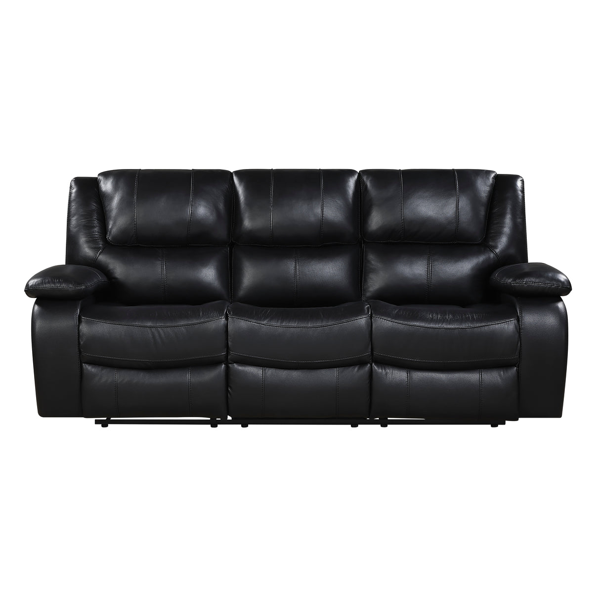 Ellicott Black Genuine Leather Double Reclining Sofa from Homelegance - Luna Furniture