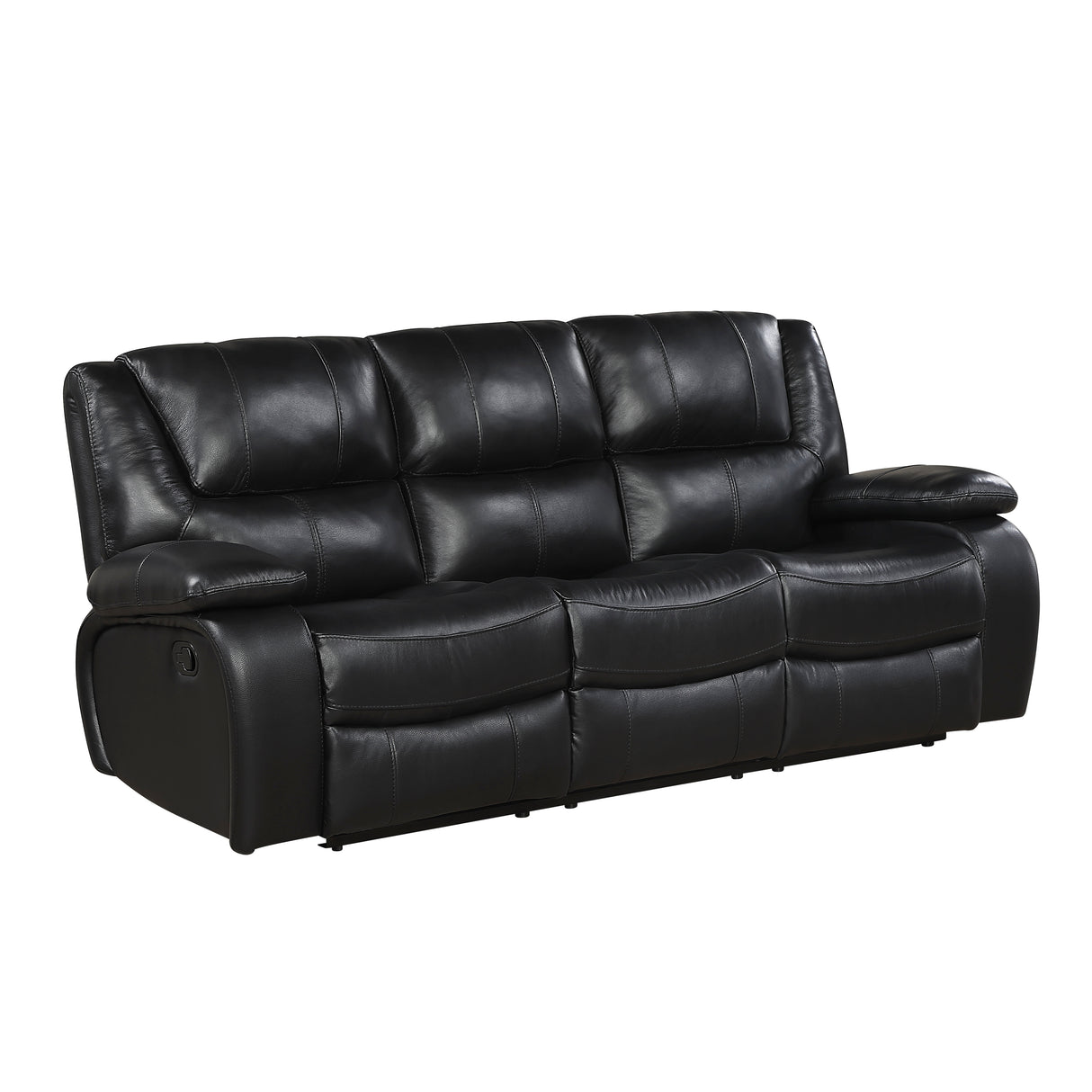 Ellicott Black Genuine Leather Double Reclining Sofa from Homelegance - Luna Furniture