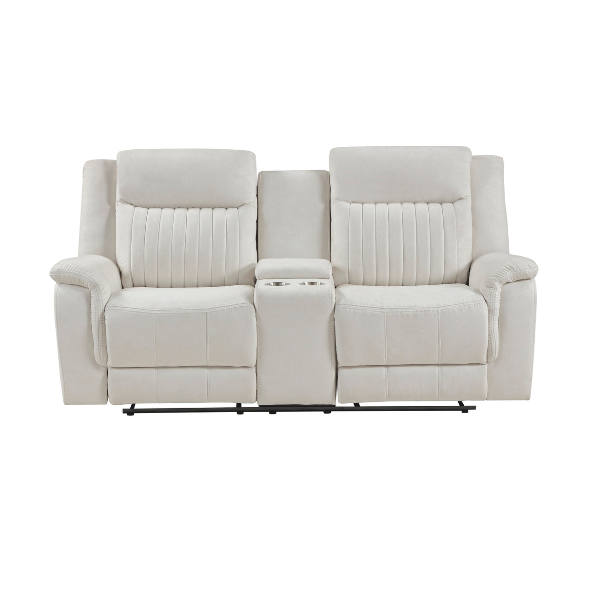 Dean Beige Double Reclining Loveseat with Center Console from Homelegance - Luna Furniture