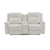 Dean Beige Double Reclining Loveseat with Center Console from Homelegance - Luna Furniture