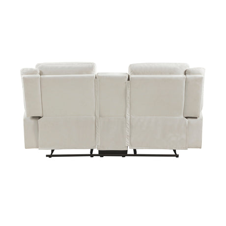 Dean Beige Double Reclining Loveseat with Center Console from Homelegance - Luna Furniture