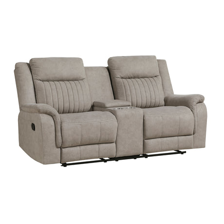 Dean Dove Double Reclining Loveseat with Center Console from Homelegance - Luna Furniture