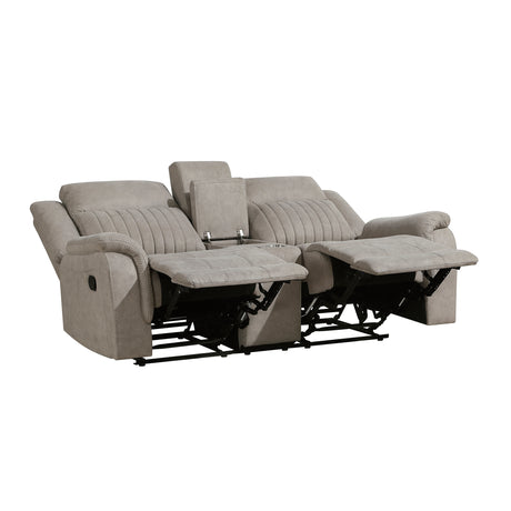 Dean Dove Double Reclining Loveseat with Center Console from Homelegance - Luna Furniture