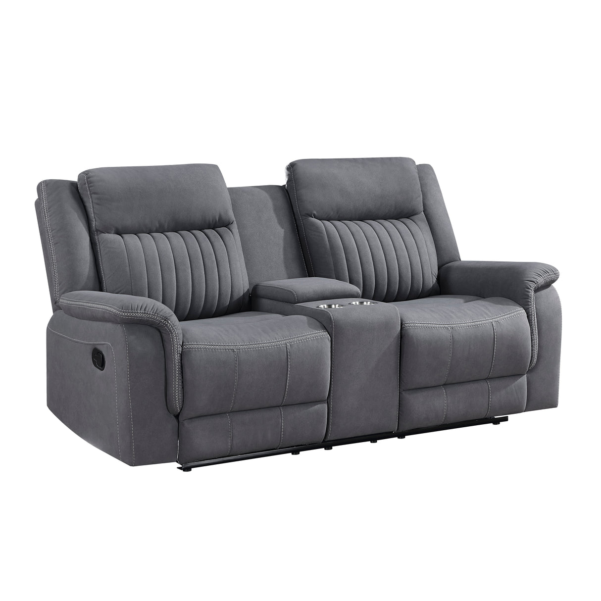 Dean Gray Double Reclining Loveseat with Center Console from Homelegance - Luna Furniture