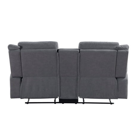 Dean Gray Double Reclining Loveseat with Center Console from Homelegance - Luna Furniture
