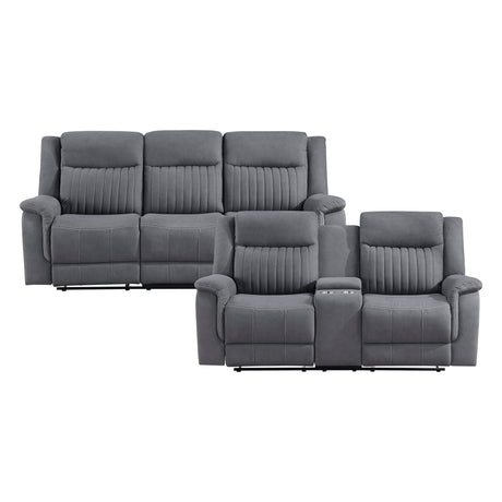 Dean Gray 2-Piece Double Reclining Set from Homelegance - Luna Furniture
