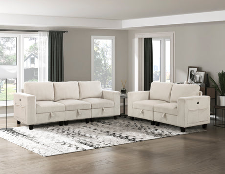 Walterboro Beige Corduroy Modular Living Room Set from Homelegance - Luna Furniture