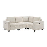 9650NBE*4SC (4)4-Piece Sectional with Storage, Storage Pouches and Charging Ports from Homelegance - Luna Furniture