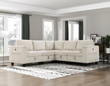 Walterboro Beige Corduroy Modular Sectional with Storage, Side Pockets & Charging Ports from Homelegance - Luna Furniture
