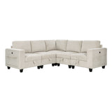 Walterboro Beige Corduroy 5-Piece Sectional with Storage, Storage Pouches and Charging Ports from Homelegance - Luna Furniture