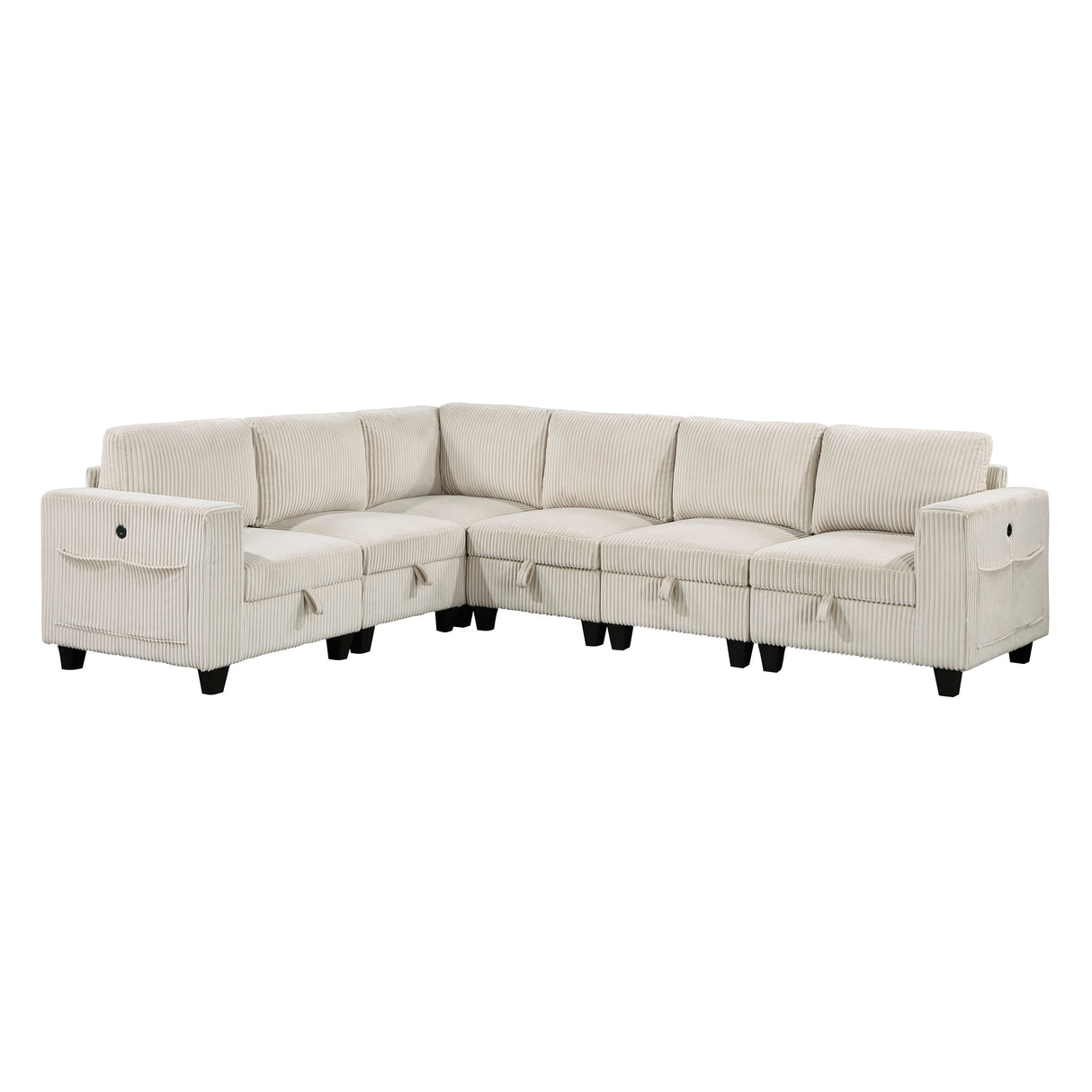9650NBE*6SC (6)6-Piece Sectional with Storage, Storage Pouches and Charging Ports from Homelegance - Luna Furniture
