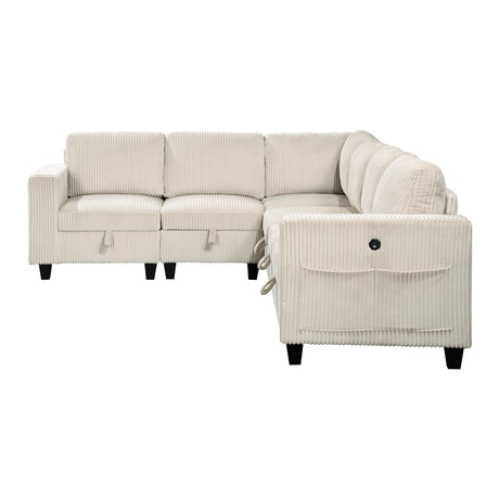 9650NBE*6SC (6)6-Piece Sectional with Storage, Storage Pouches and Charging Ports from Homelegance - Luna Furniture