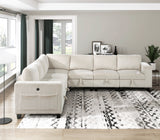 Walterboro Beige Corduroy Modular Sectional with Storage, Side Pockets & Charging Ports from Homelegance - Luna Furniture
