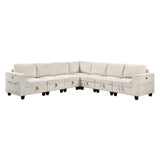 Walterboro Beige Corduroy Modular Sectional with Storage, Side Pockets & Charging Ports from Homelegance - Luna Furniture