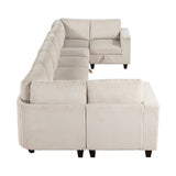 Walterboro Beige Corduroy 8-Piece Sectional with Storage, Storage Pouches and Charging Ports from Homelegance - Luna Furniture