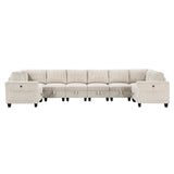 Walterboro Beige Corduroy 8-Piece Sectional with Storage, Storage Pouches and Charging Ports from Homelegance - Luna Furniture
