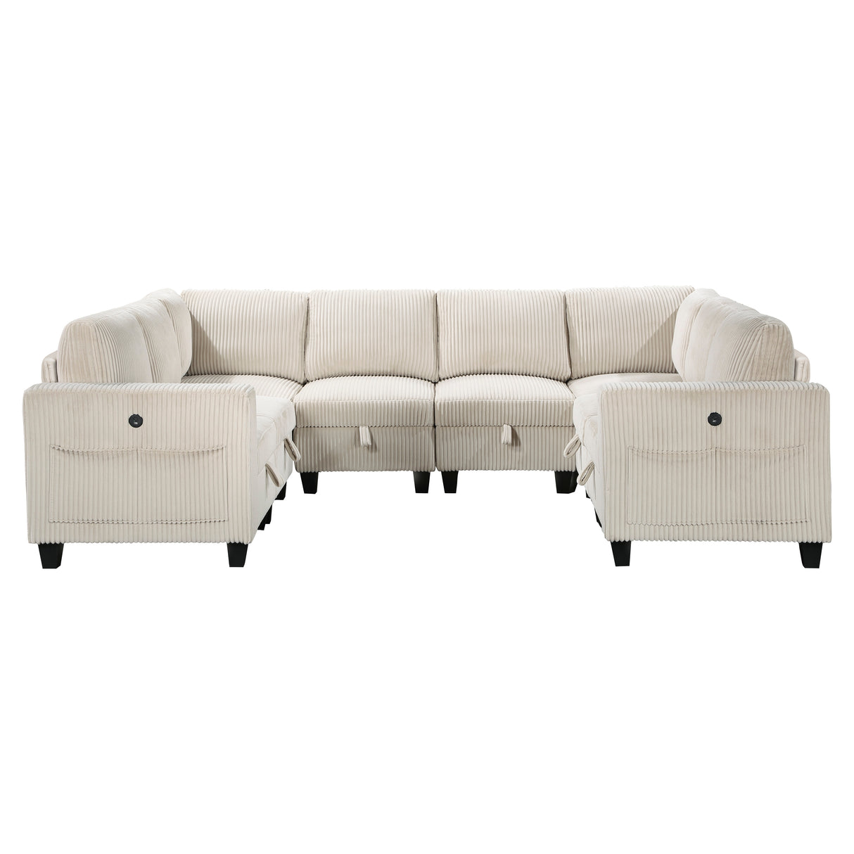 9650NBE*8SC (8)8-Piece Sectional with Storage, Storage Pouches and Charging Ports from Homelegance - Luna Furniture